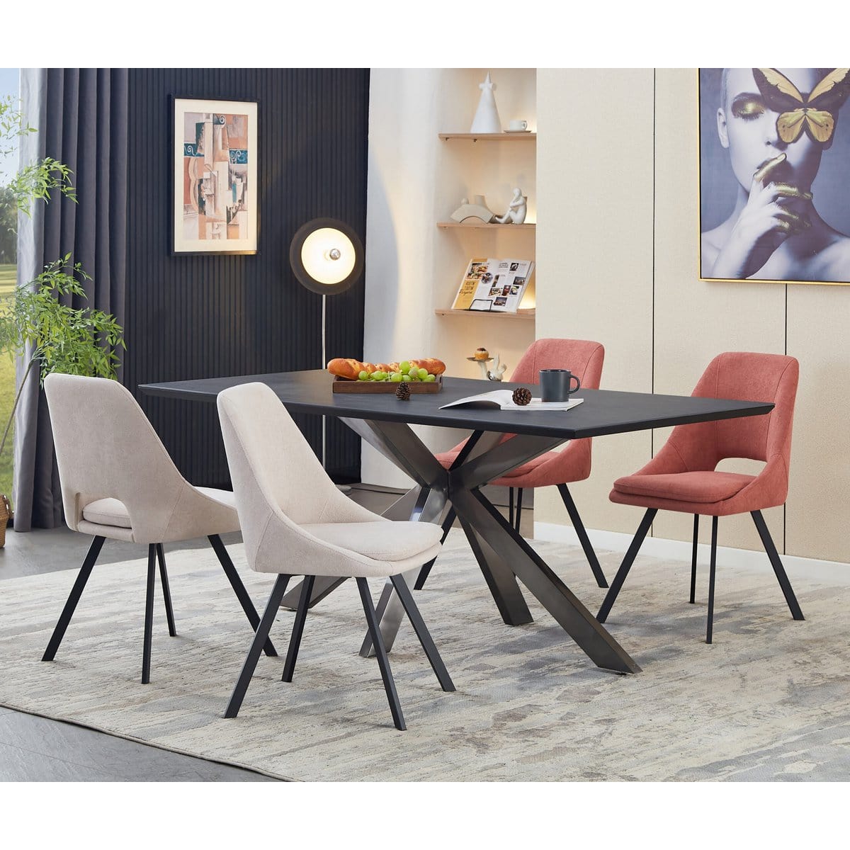 Criks Design Eetkamerstoelen Set van 2 Mila Roze Stof