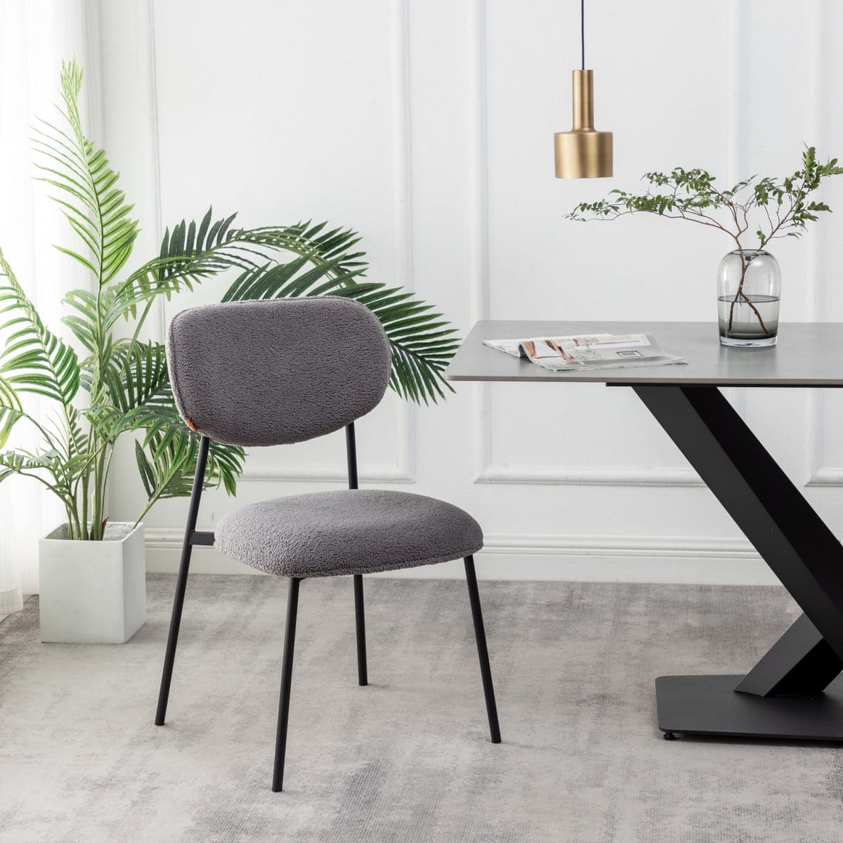 Criks Design Eetkamerstoelen set van 4 - Amalia - Teddy Grijs - Stof