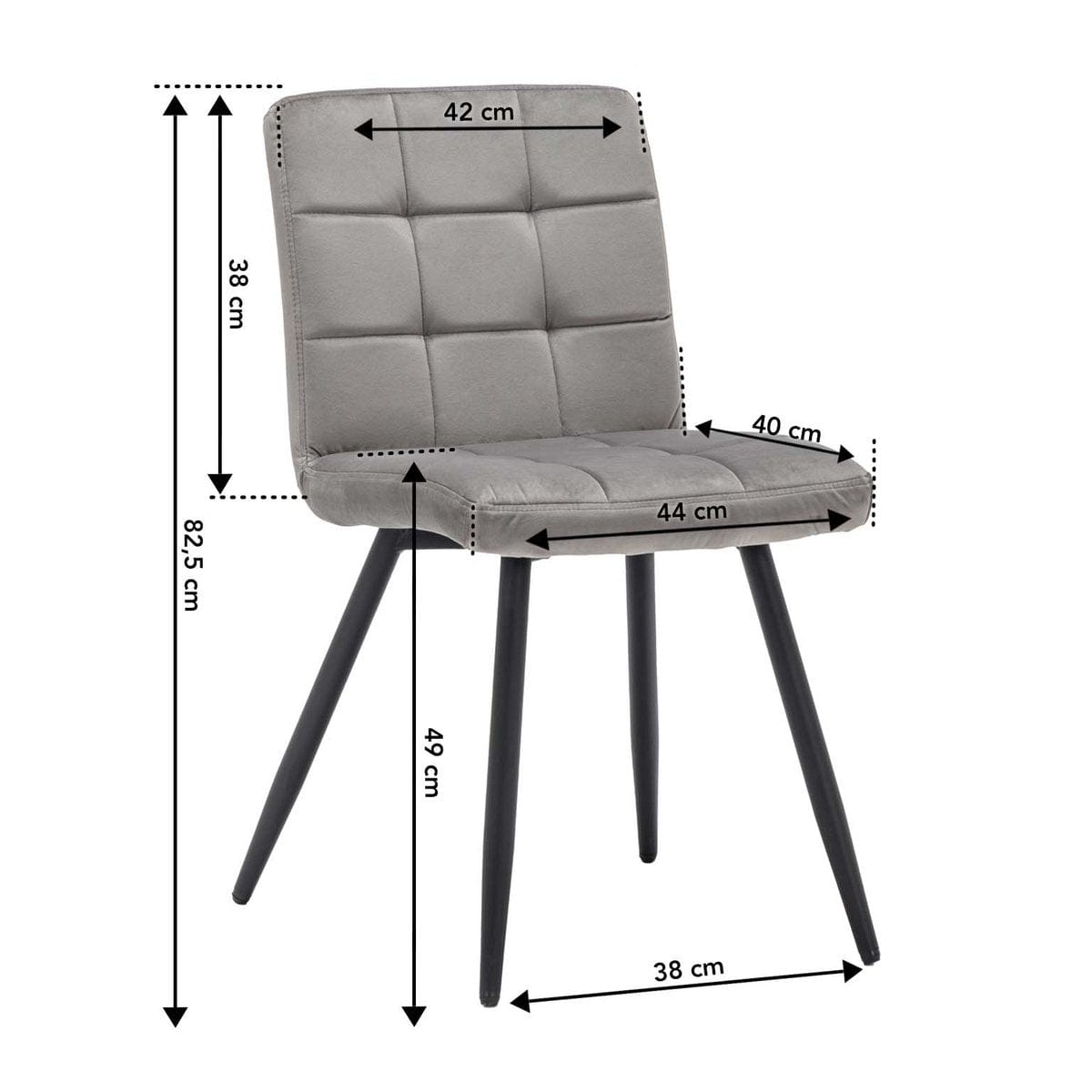 Criks Design Eetkamerstoelen set van 4 - Collin - Velvet Grijs - Fluweel