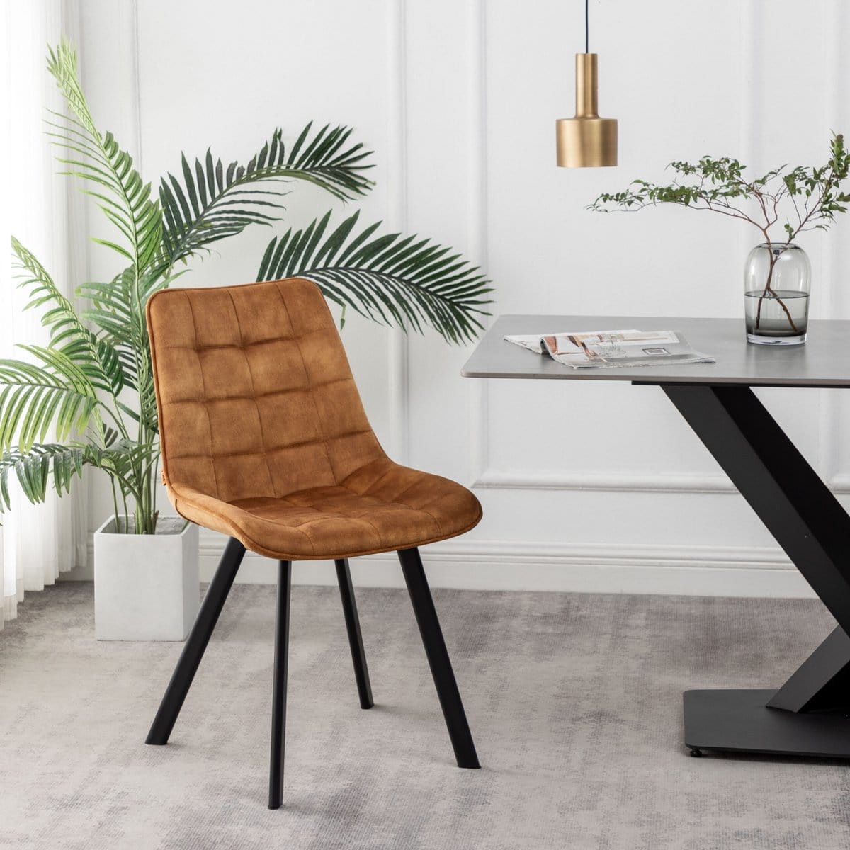 Criks Design Eetkamerstoelen set van 4 Felix Velvet Geel
