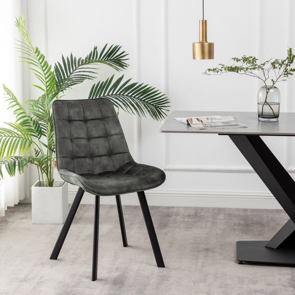 Criks Design Eetkamerstoelen set van 4 Felix Velvet Groen
