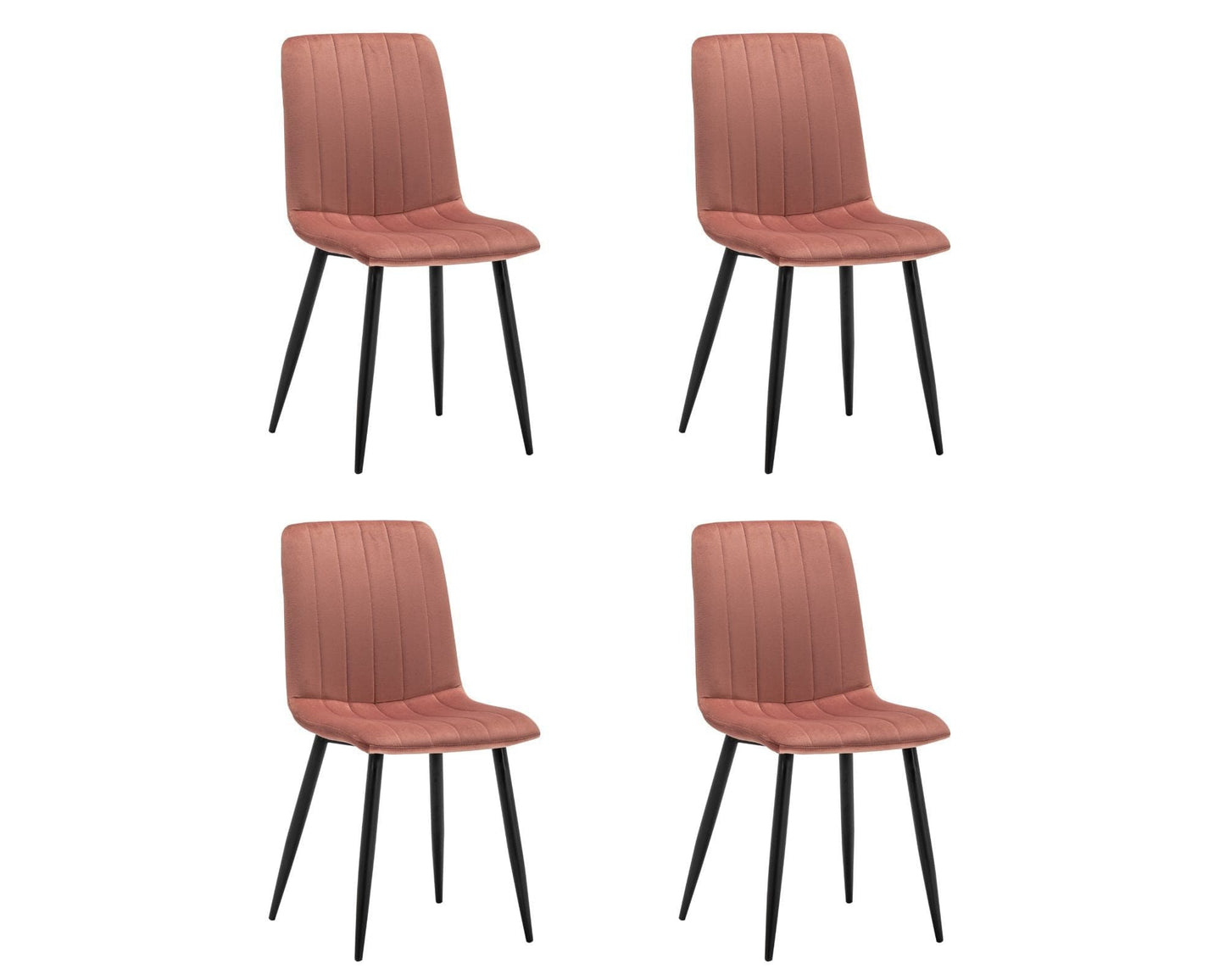 Criks Design Eetkamerstoelen Set van 4 Fox - Roze - Metaalpoot - Fluweel