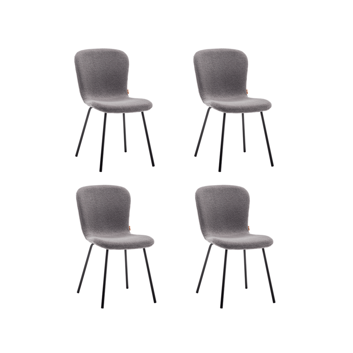 Criks Design Eetkamerstoelen Set van 4 - Luca - Teddy - Grijs