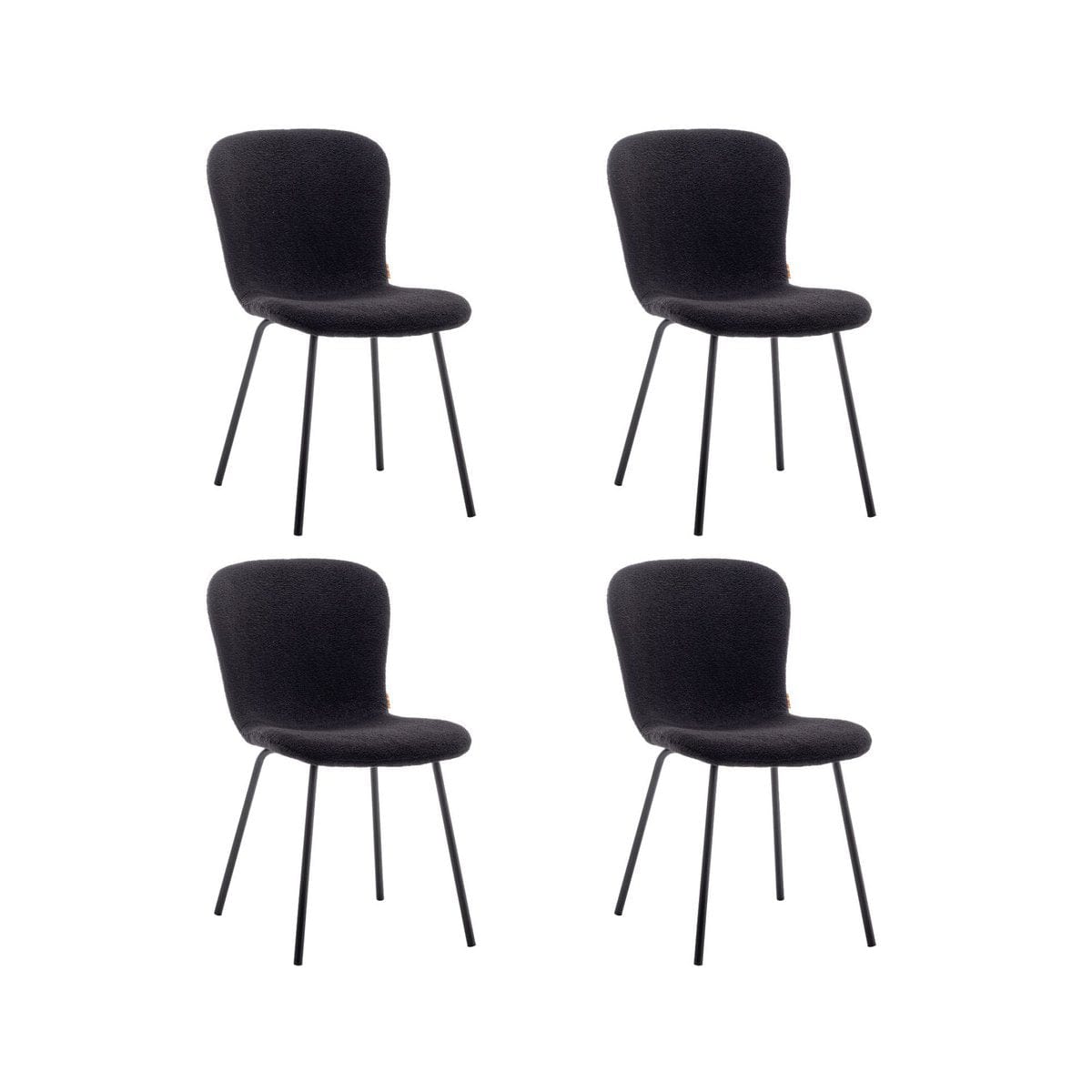 Criks Design Eetkamerstoelen Set van 4 - Luca - Teddy - Zwart