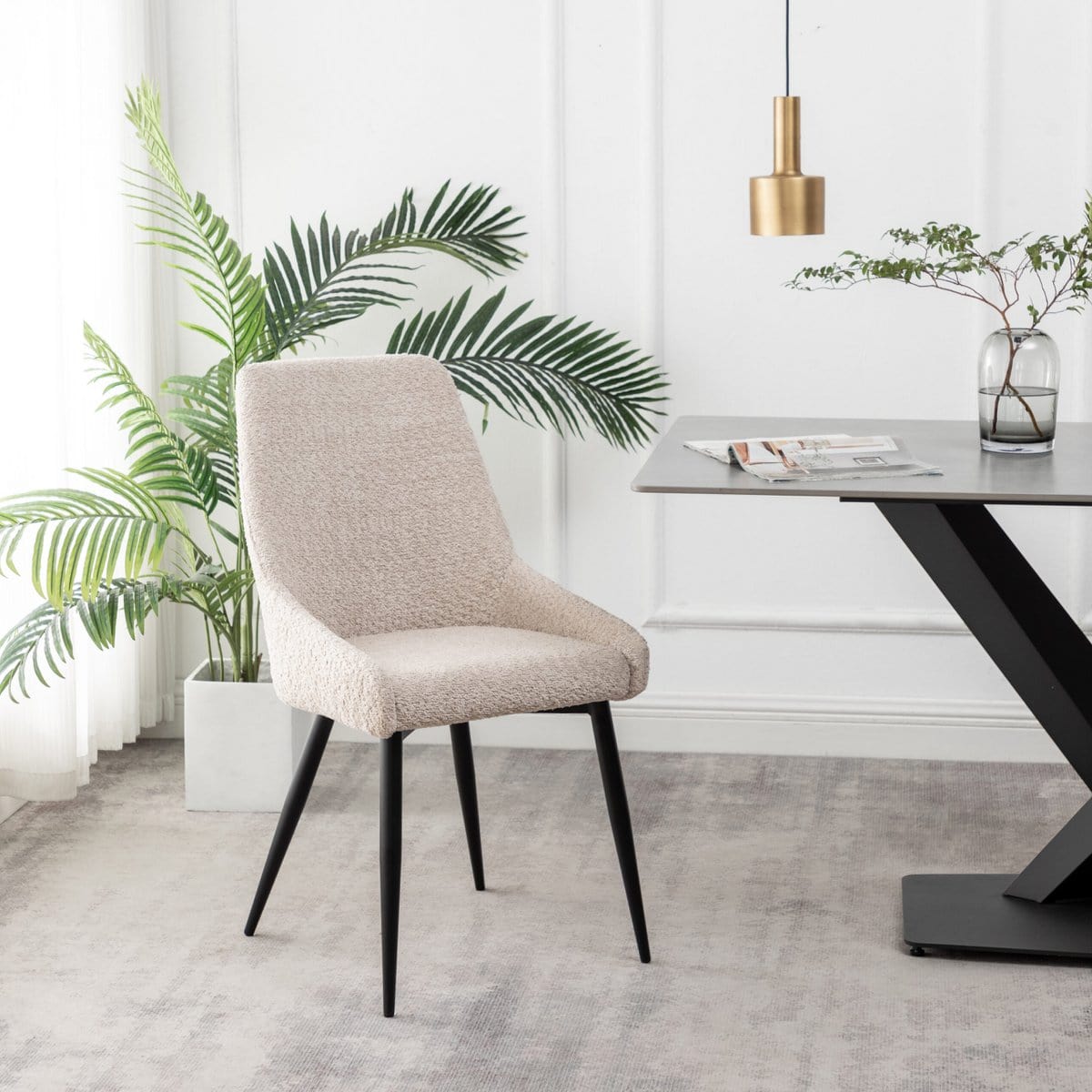 Criks Design Eetkamerstoelen set van 4 Oscar Boucle Beige