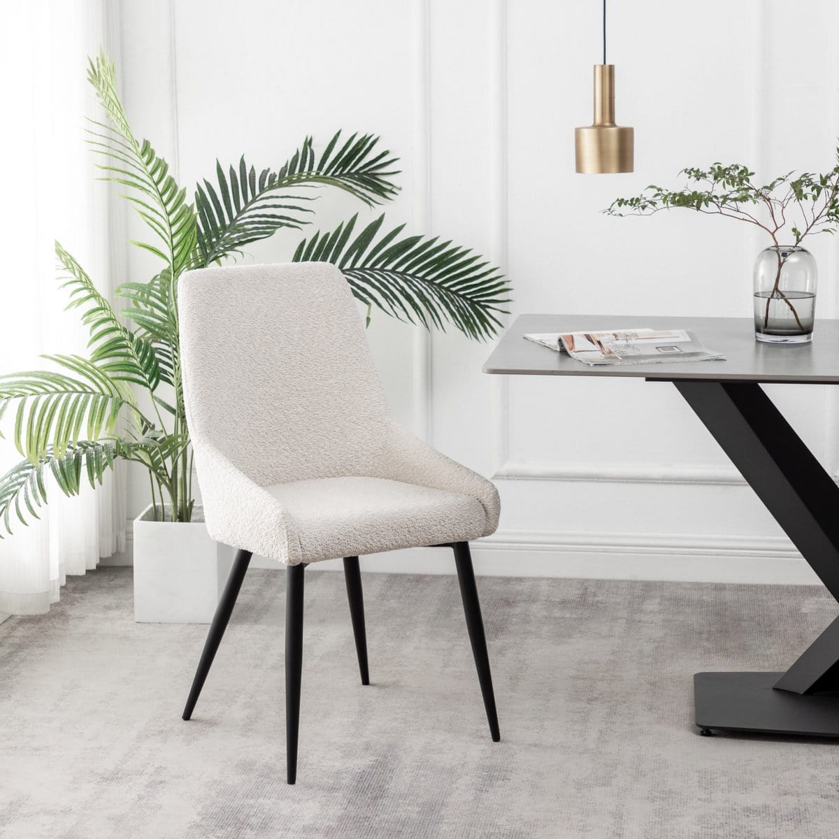 Criks Design Eetkamerstoelen set van 4 Oscar Boucle Creme
