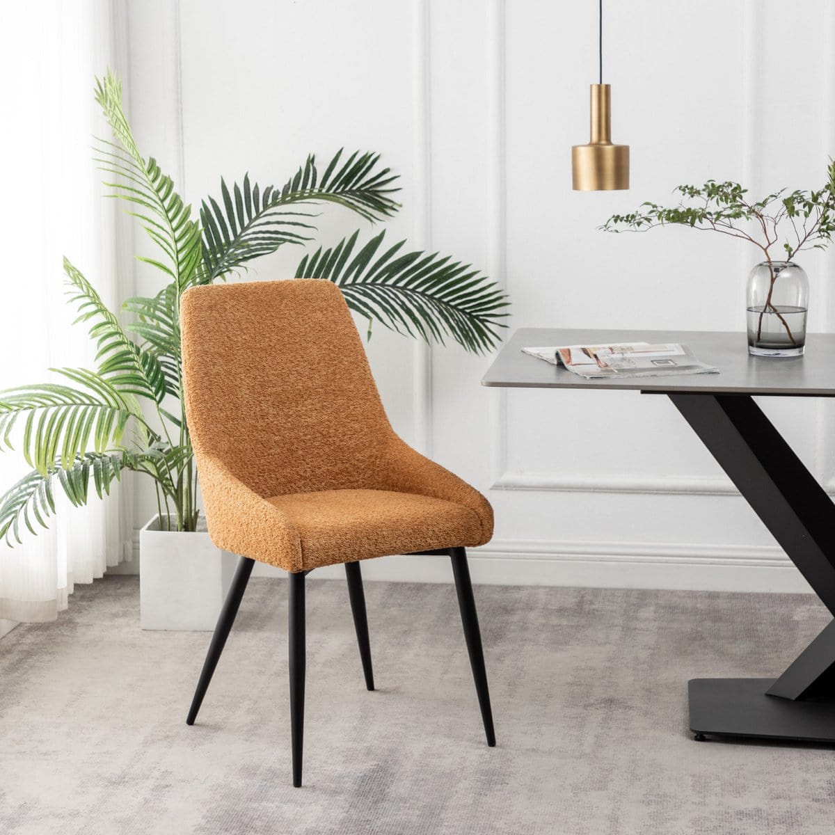 Criks Design Eetkamerstoelen set van 4 Oscar Boucle Geel