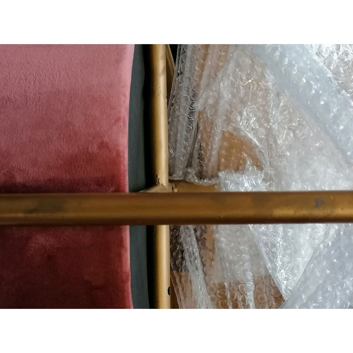 Voglrieder kreatives Wohnen Fluwelen kruk 2e kwaliteit kruk fluwelen poef Ø 32 H 38 cm poef velours met pootjes rosé ijzer goud