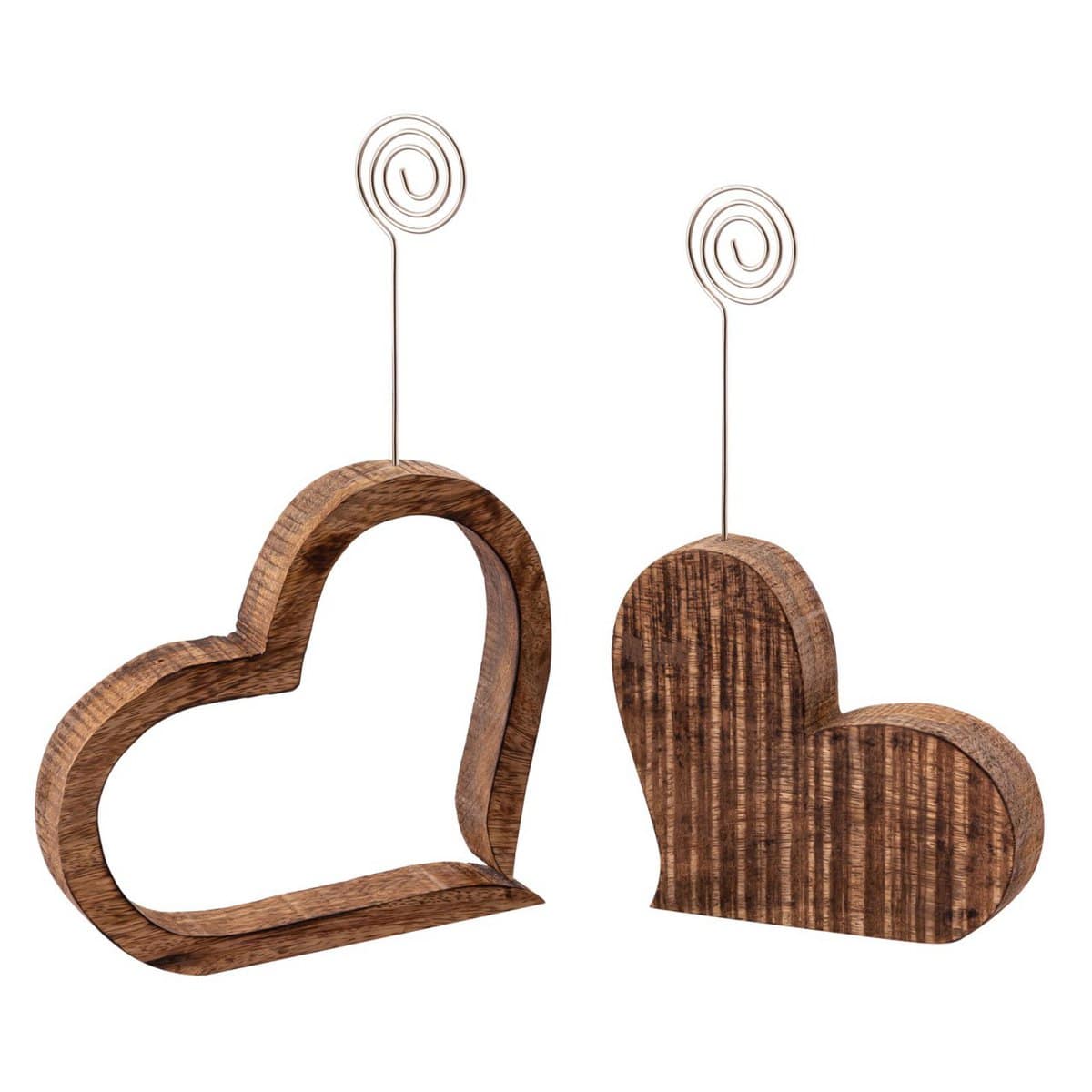 Voglrieder kreatives Wohnen Fotohouder Fotostandaard Fotoclip set 2-delige harten tafeldecoratie bruiloft decoratie massief mangohout