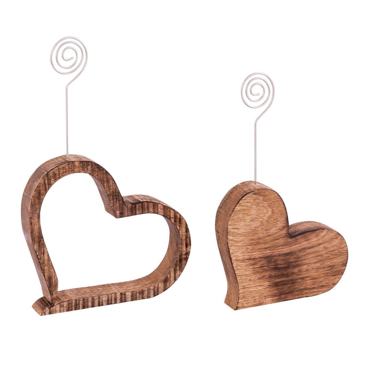 Voglrieder kreatives Wohnen Fotohouder Fotostandaard Fotoclip set 2-delige harten tafeldecoratie bruiloft decoratie massief mangohout