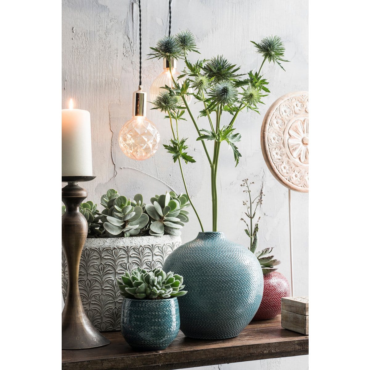 Mica Decorations Gabriel Bloempot - H19 x Ø21 cm - Keramiek - Blauw