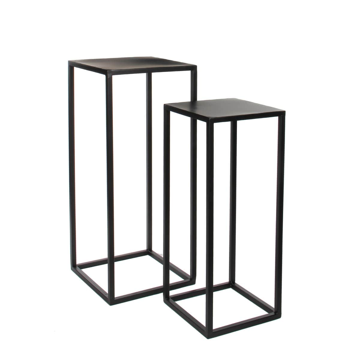 Mica Decorations Goa Bijzettafel - Set van 2 - L30 x B30 x H70 cm - Metaal - Zwart