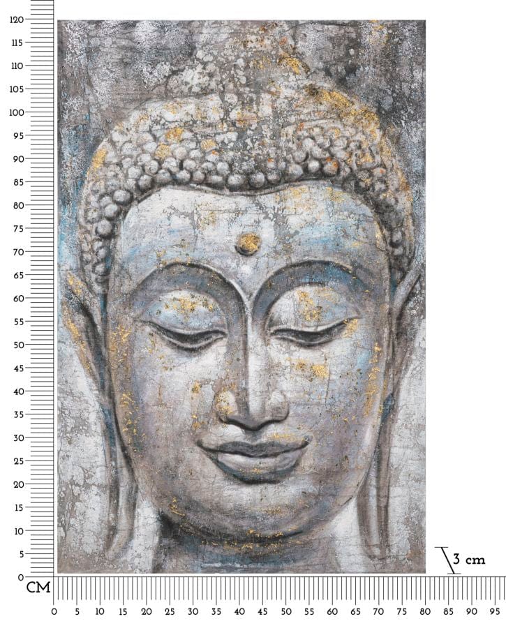 Mauro Ferretti HANDMADE WALL PAINTING FACE BUDDHA LIGHT -A- CM 80X3X120