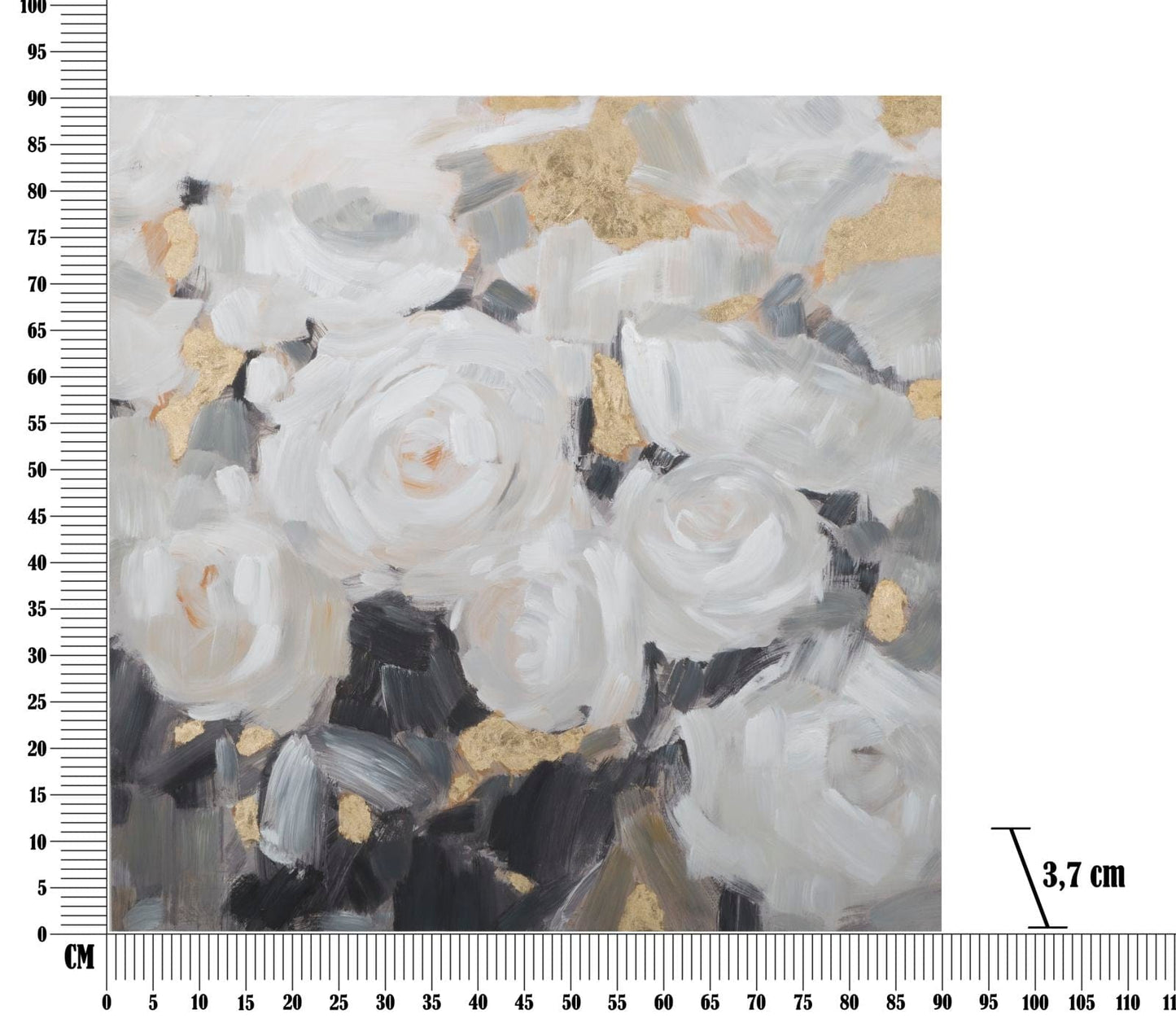 Mauro Ferretti HANDMADE WALL PAINTING WHITE FLOWER -B- CM 90X3,7X90
