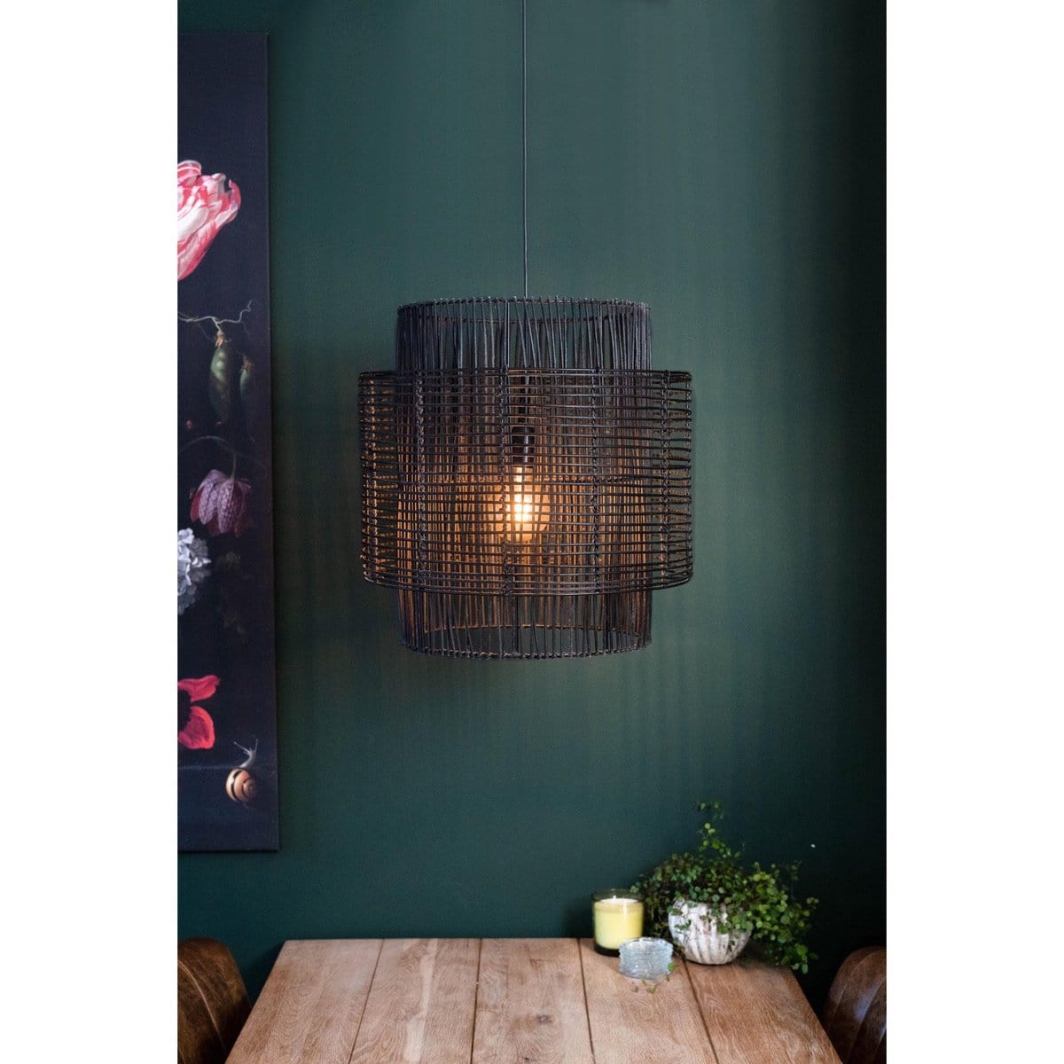 1304 Design Hanglamp BRANDON mat zwart Ø40x45cm