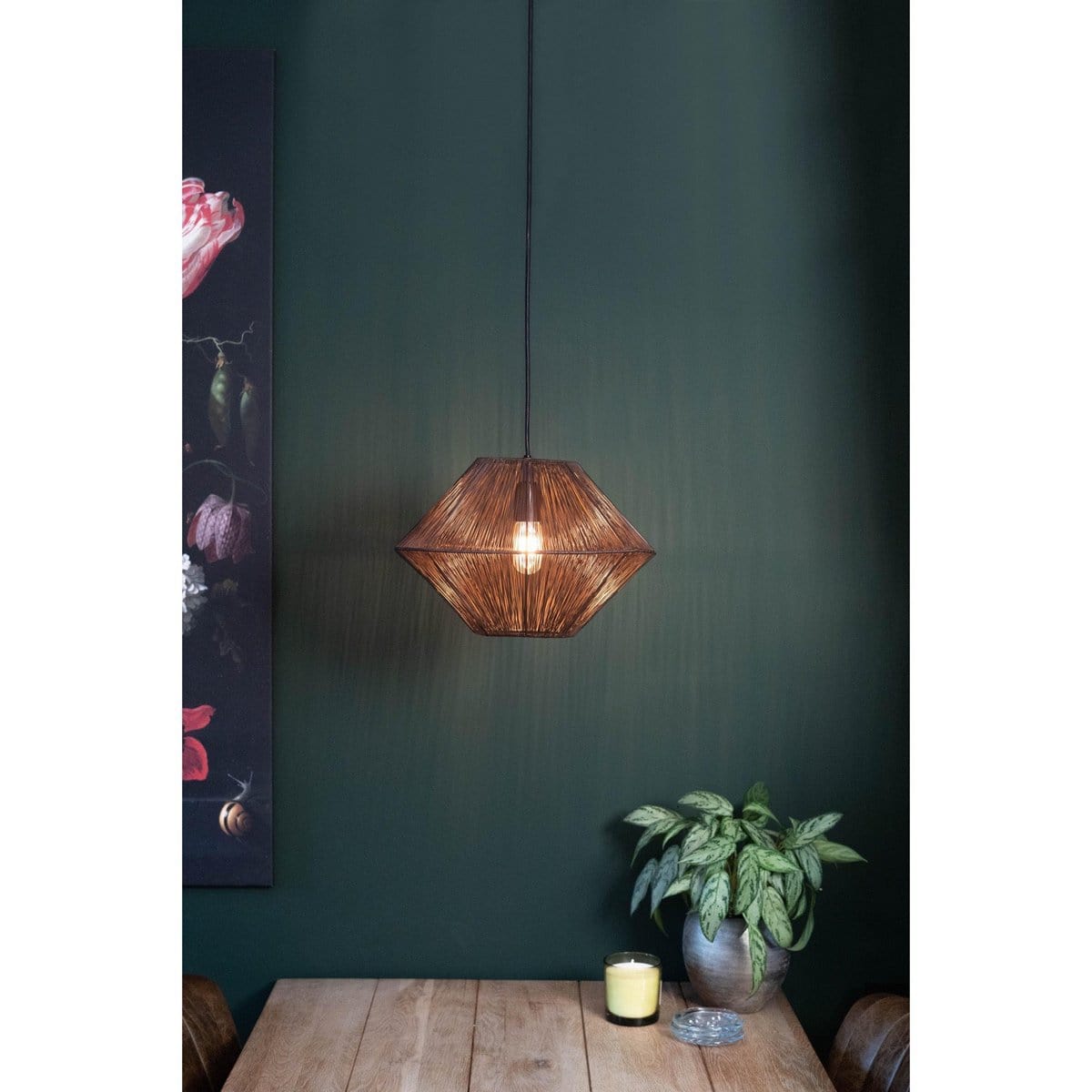 1304 Design Hanglamp CHARLY antiek brons Ø30x20cm