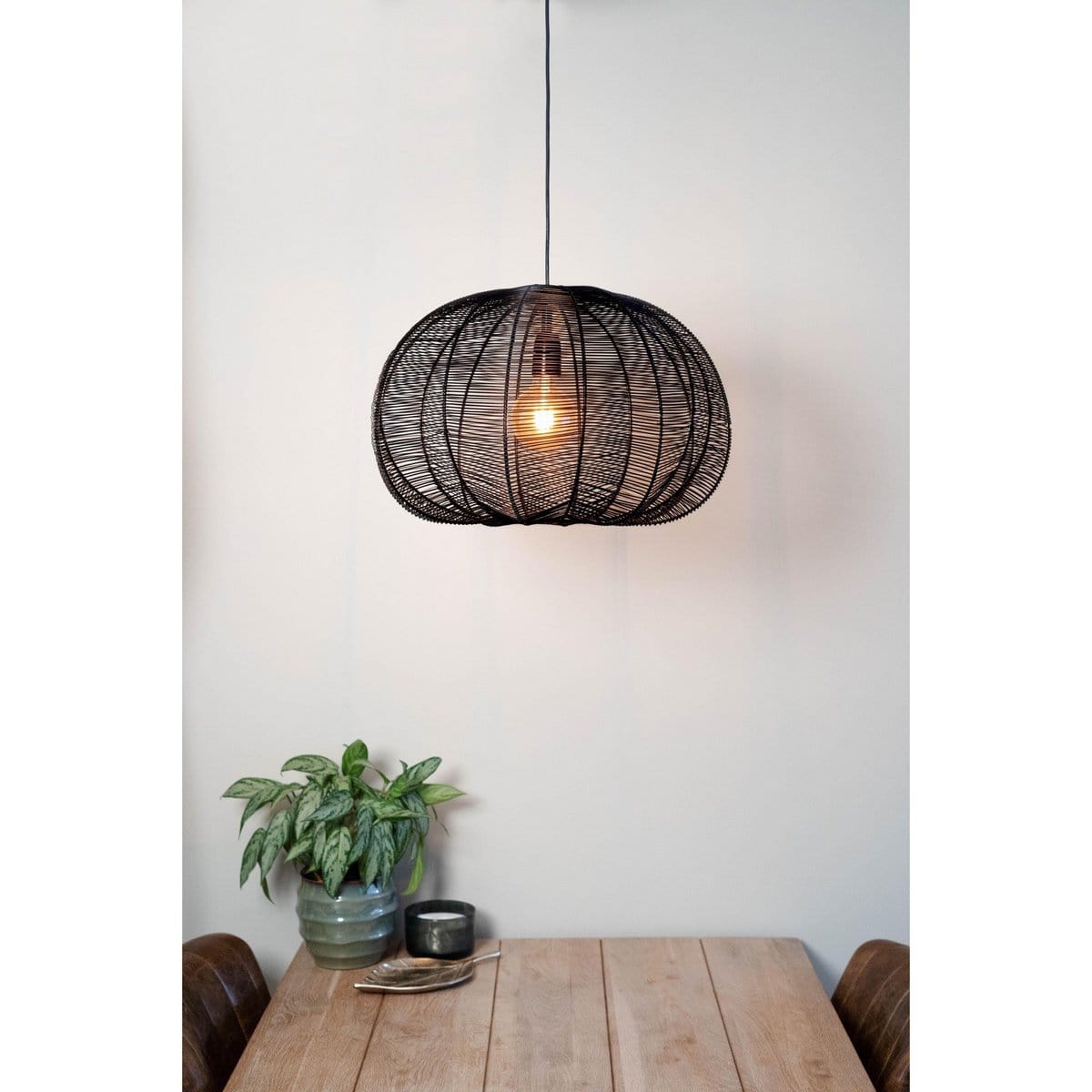 1304 Design Hanglamp FARAH mat zwart Ø50x38cm