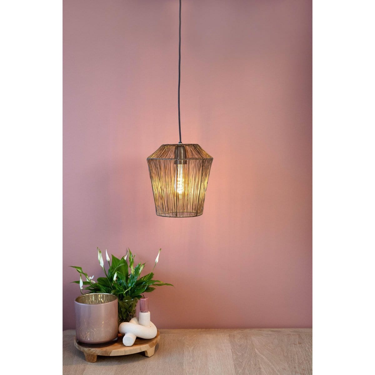 1304 Design Hanglamp MILA antiek brons Ø22x24cm