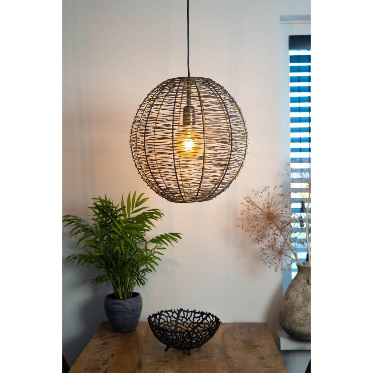 1304 Design Hanglamp NATHAN antiek brons Ø45x45cm