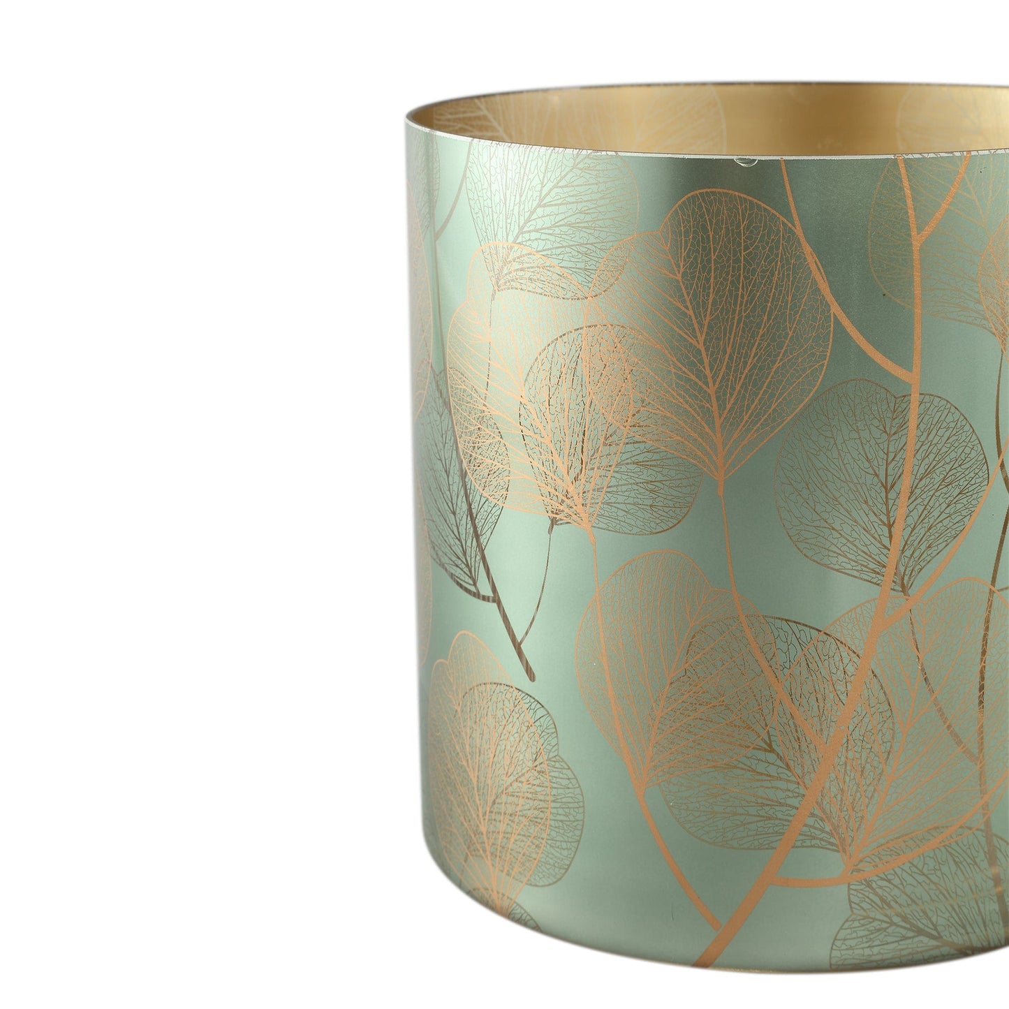 PTMD Iffy Gold glazen stormlicht eucalyptusblad rond