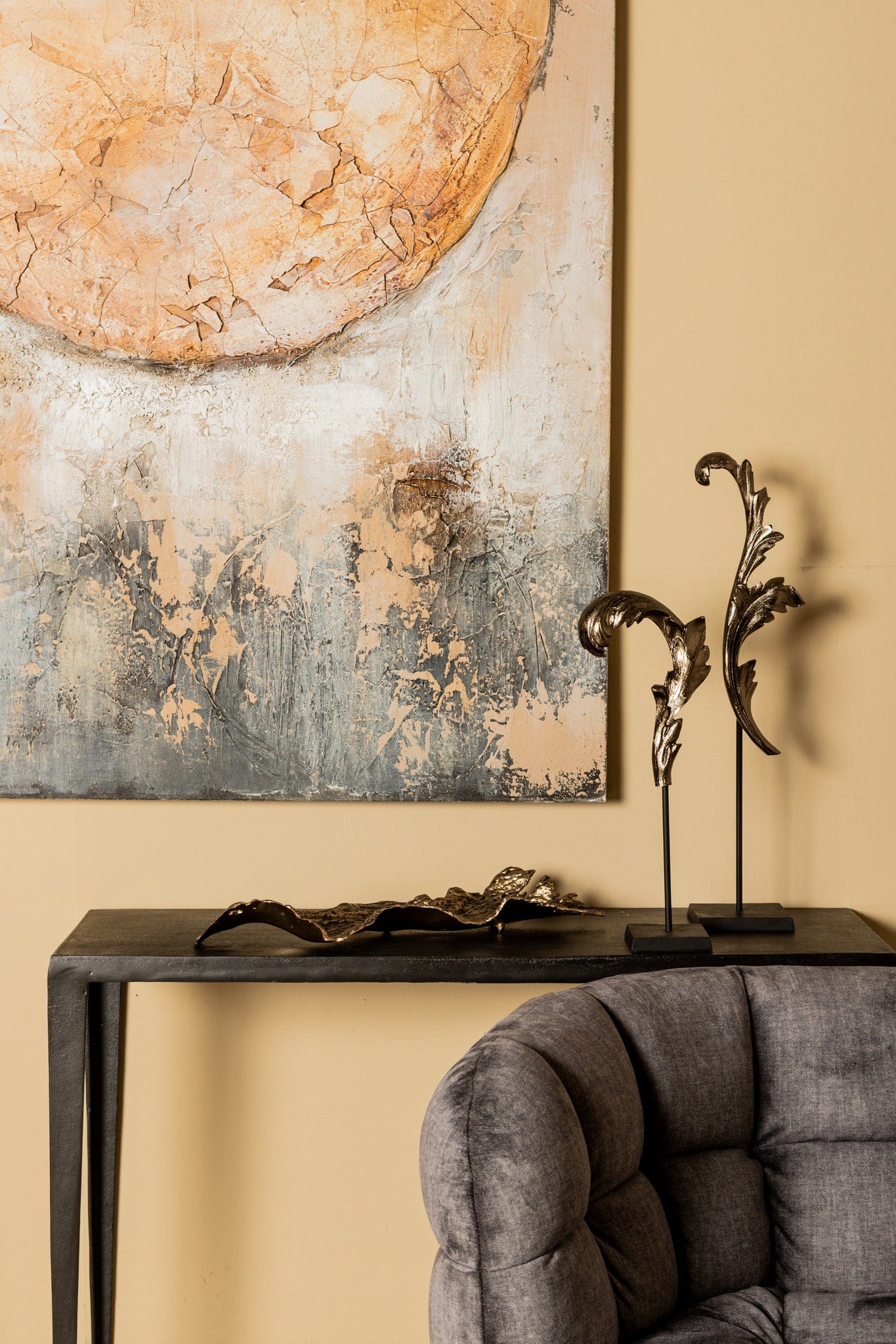 PTMD Imelda Zwart alu beeld bladvormig Small