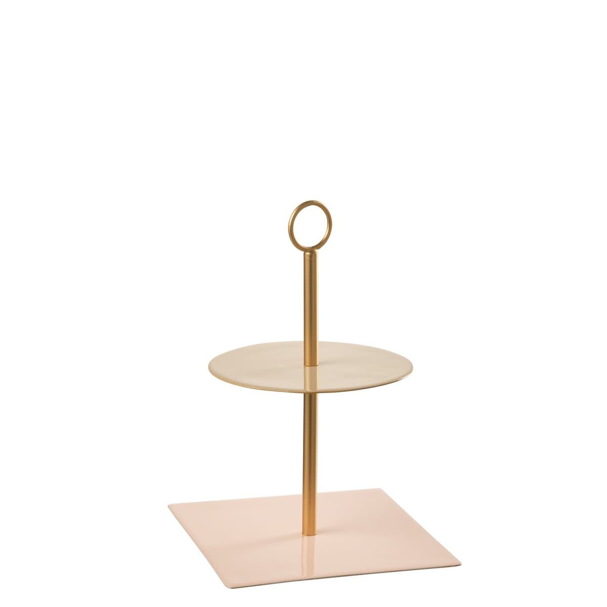 J-Line J-Line 2 Lagen bord - rond + vierkant - metaal - lichtroze/ beige