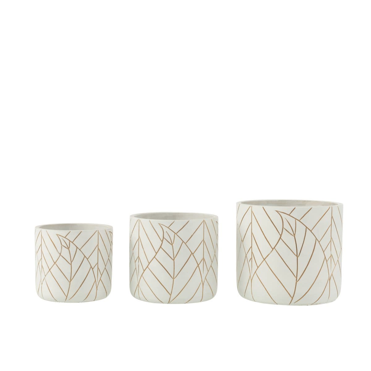 J-Line J-Line bloempot Blad - keramiek - wit/goud - large - Ø 19.00 cm