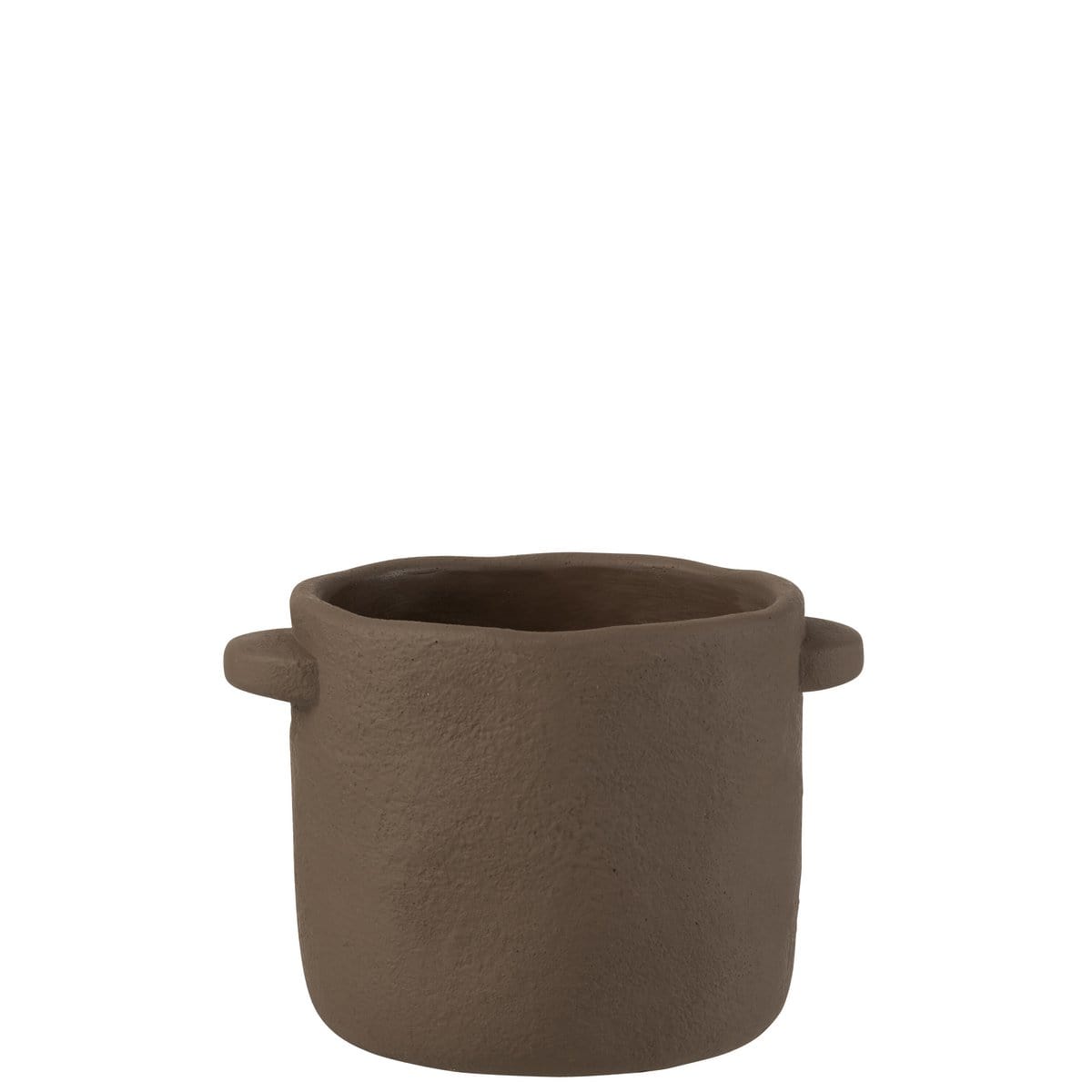 J-Line J-Line Bloempot Gustave - cement - donker bruin - Ø 19 cm - 2 stuks