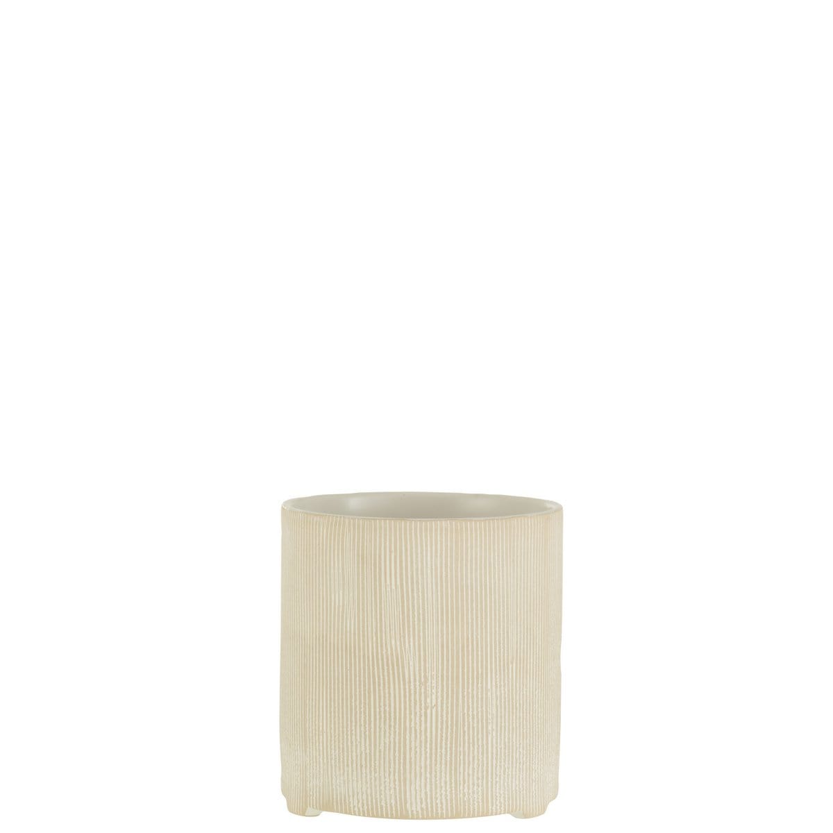 J-Line J-Line Bloempot Maria Rond - Keramiek - wit - Ø 14.5 cm - 2 stuks
