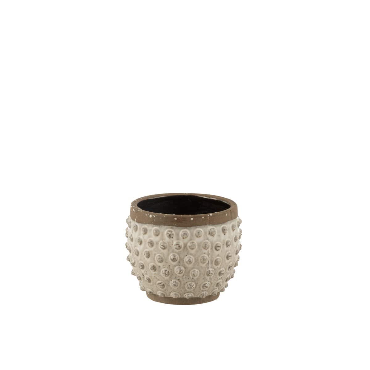 J-Line J-Line bloempot Punt Boord - keramiek - wit/grijs - large - Ø 19.00 cm