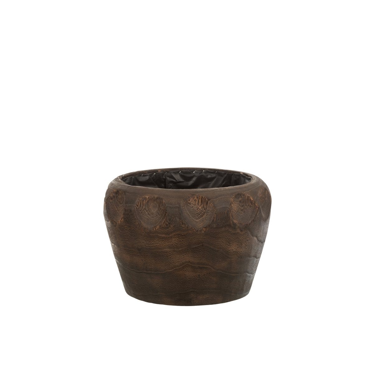 J-Line J-Line Bloempot Thibobo Paulownia Hout+Plastiek Donker Bruin Large