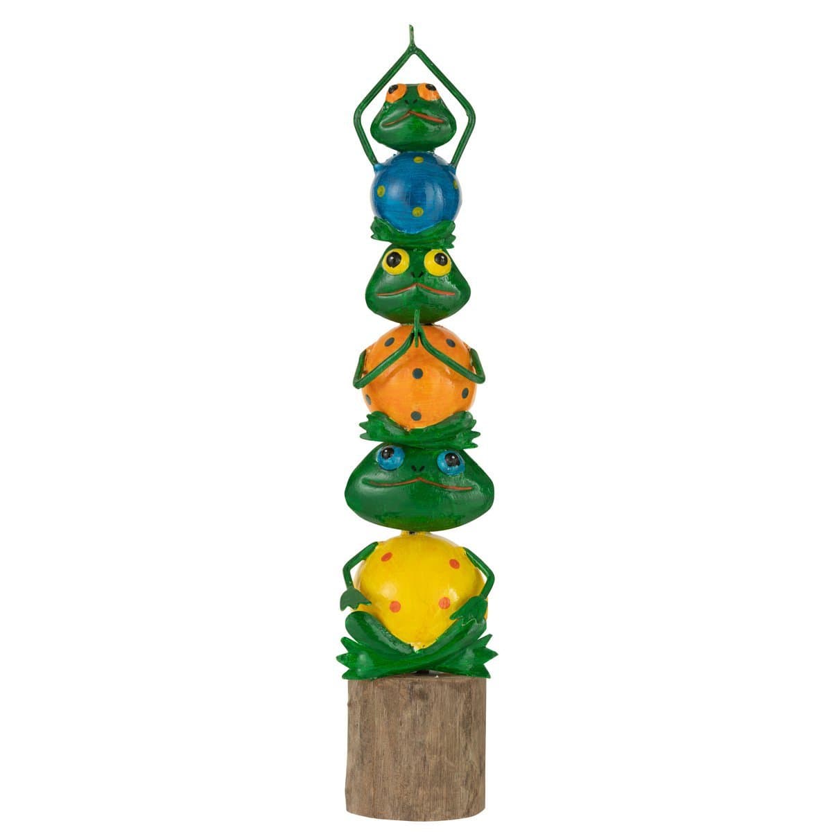 J-Line J-Line decoratie Kikker Pyramide Op Voet - ijzer/- hout - large