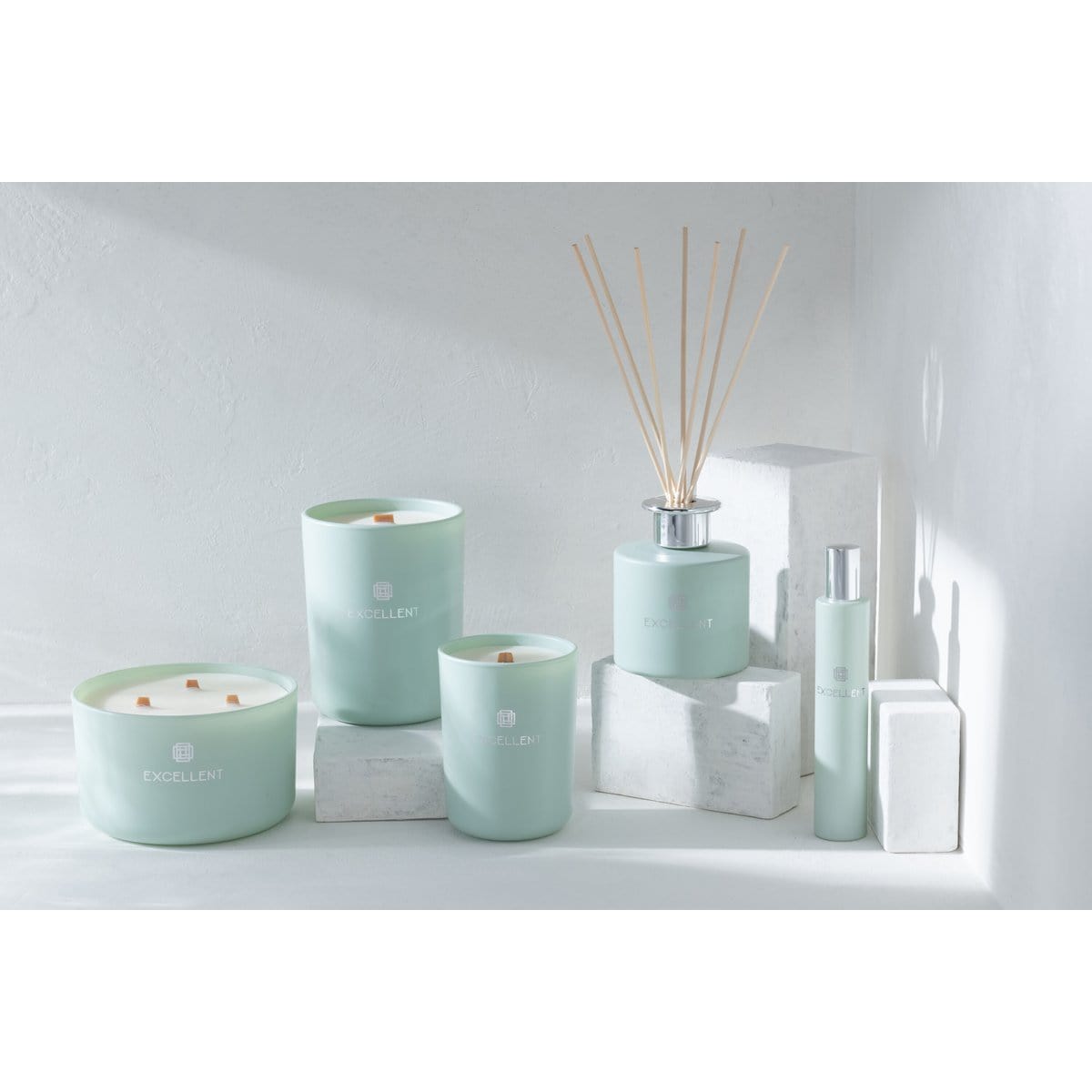 J-Line J-Line geurkaars Excellent - glas - muntgroen – small - 50U