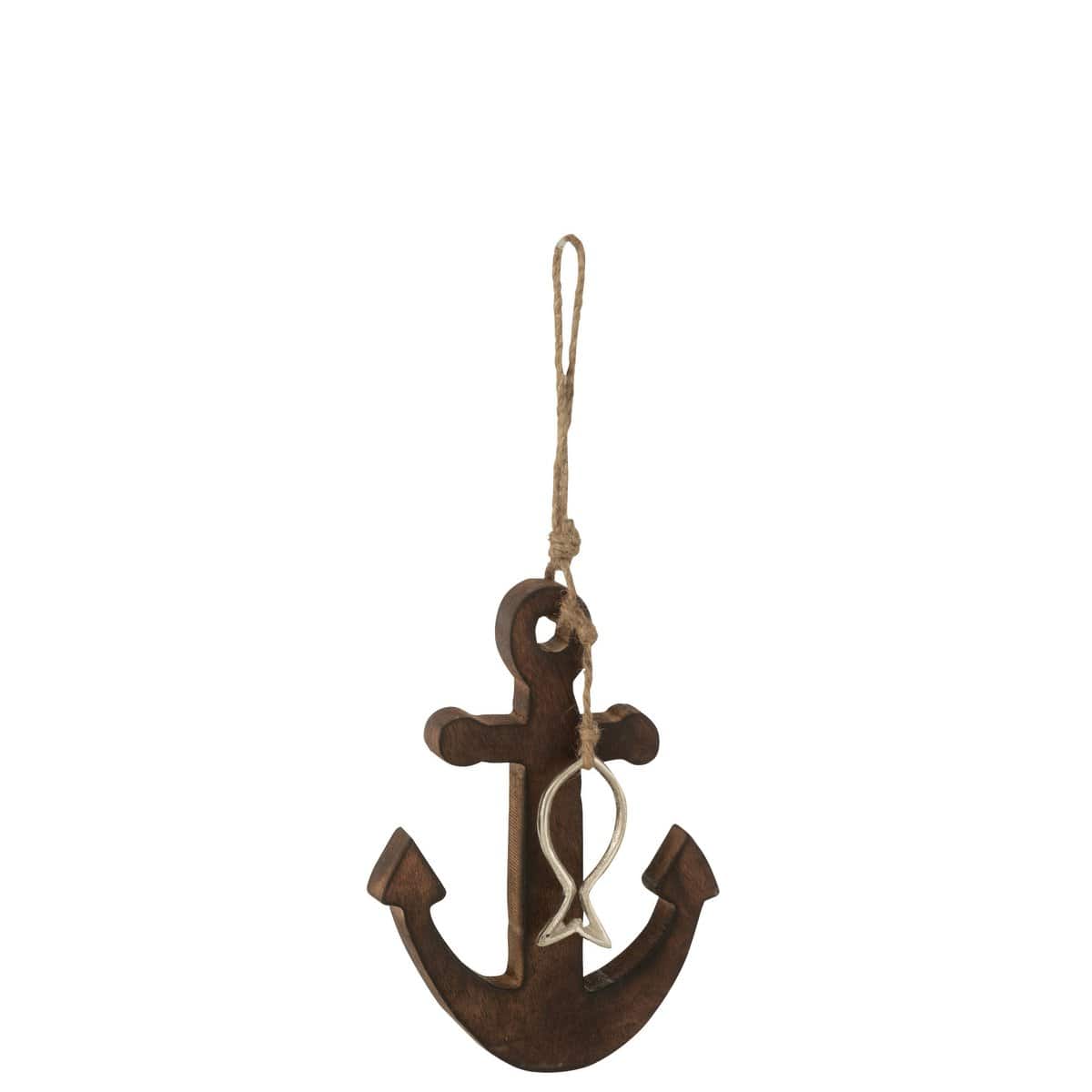 J-Line J-Line hanger Anker + Vis Mango - hout - donkerbruin
