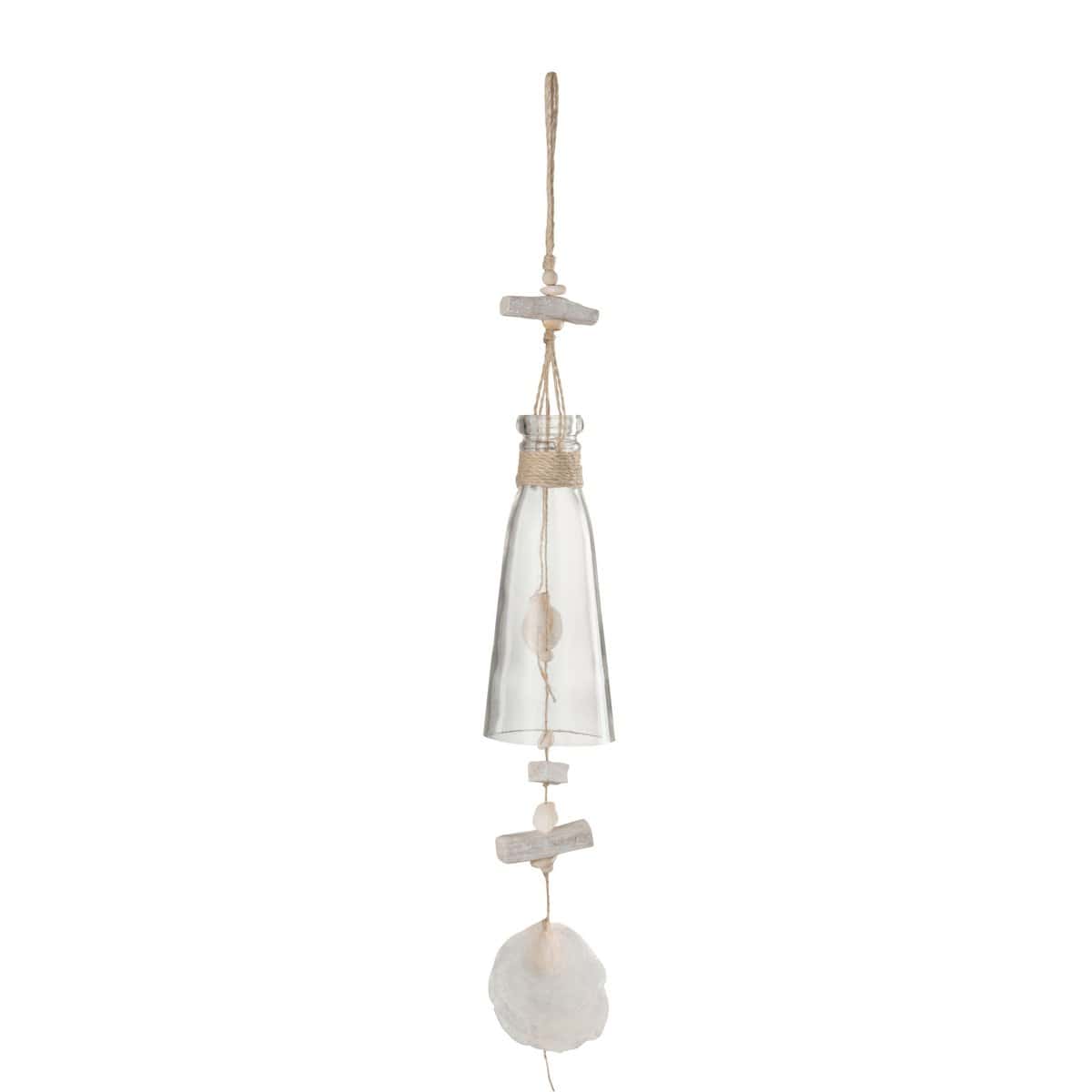 J-Line J-Line Hanger Fles Glas/Hout Naturel/Wit Large