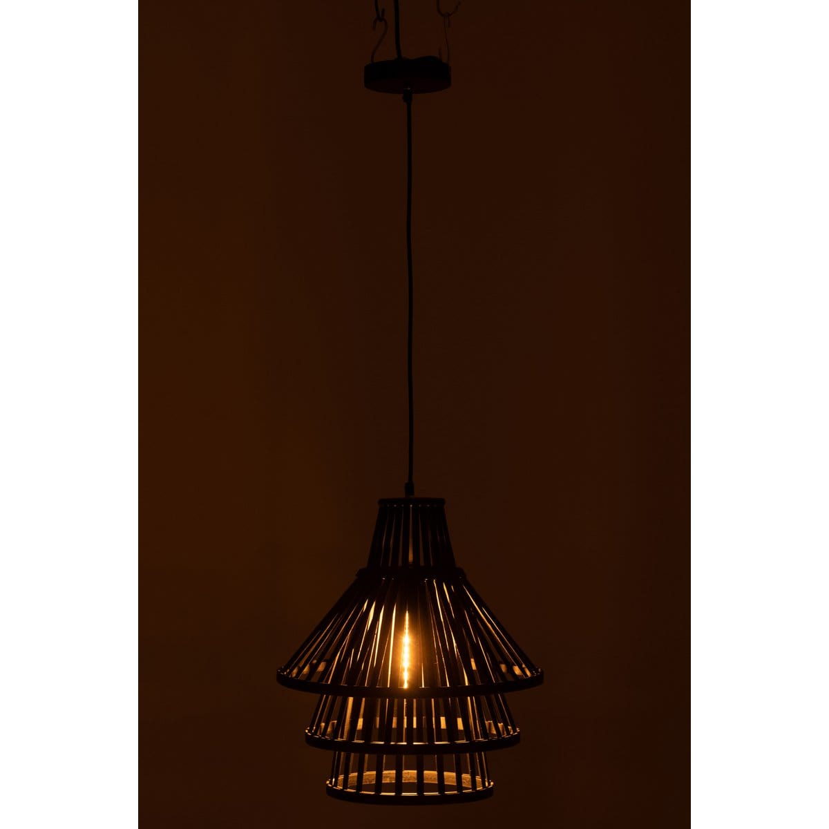 J-Line J-Line Hanglamp Lagen Bamboo Zwart Medium