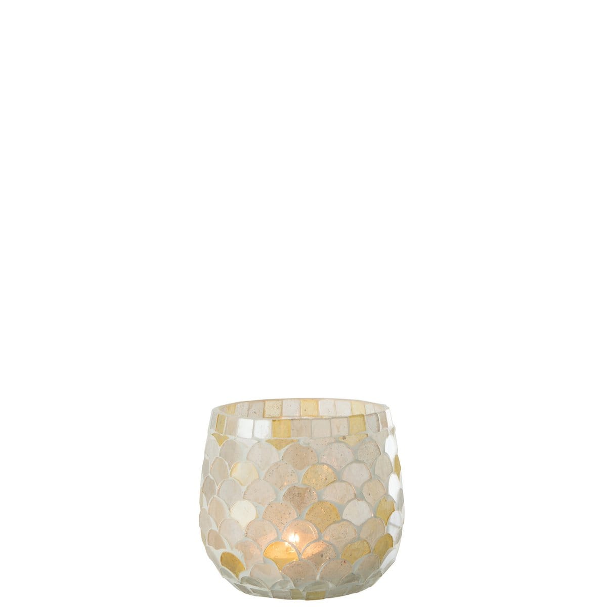 J-Line J-Line kaarshouder Mozaiek - glas - wit/lichtgeel - small - 3 stuks