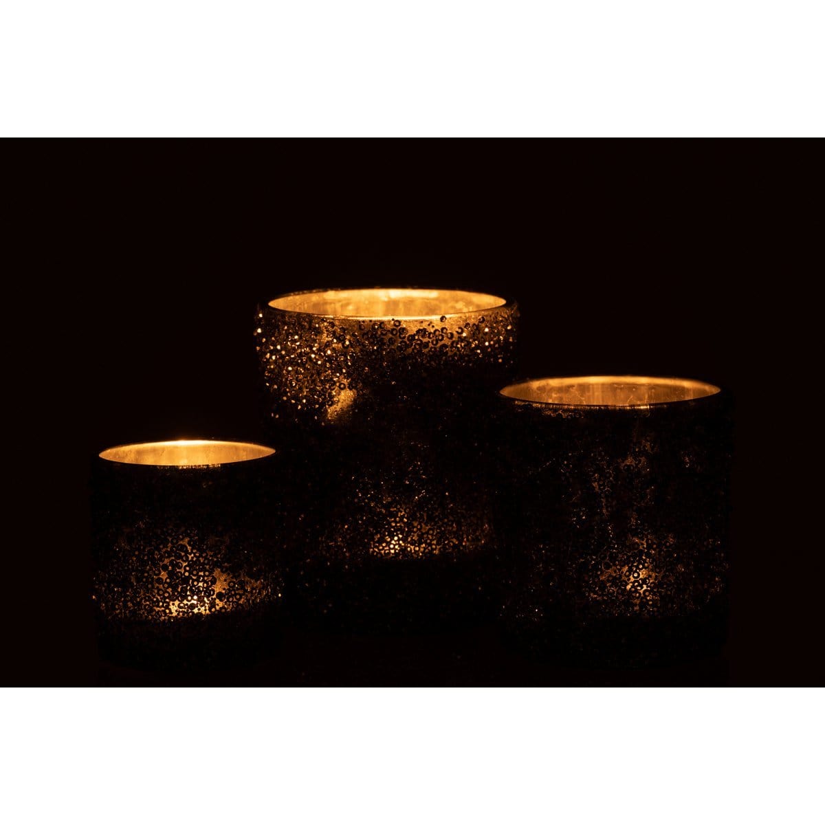 J-Line J-Line kaarshouder - theelichthouder Glitter - glas - grijs - large