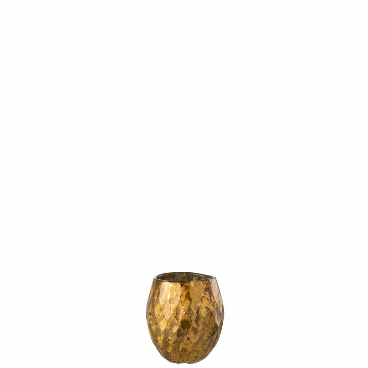 J-Line J-Line kaarshouder - theelichthouder Ruit - glas - goud - 2 stuks