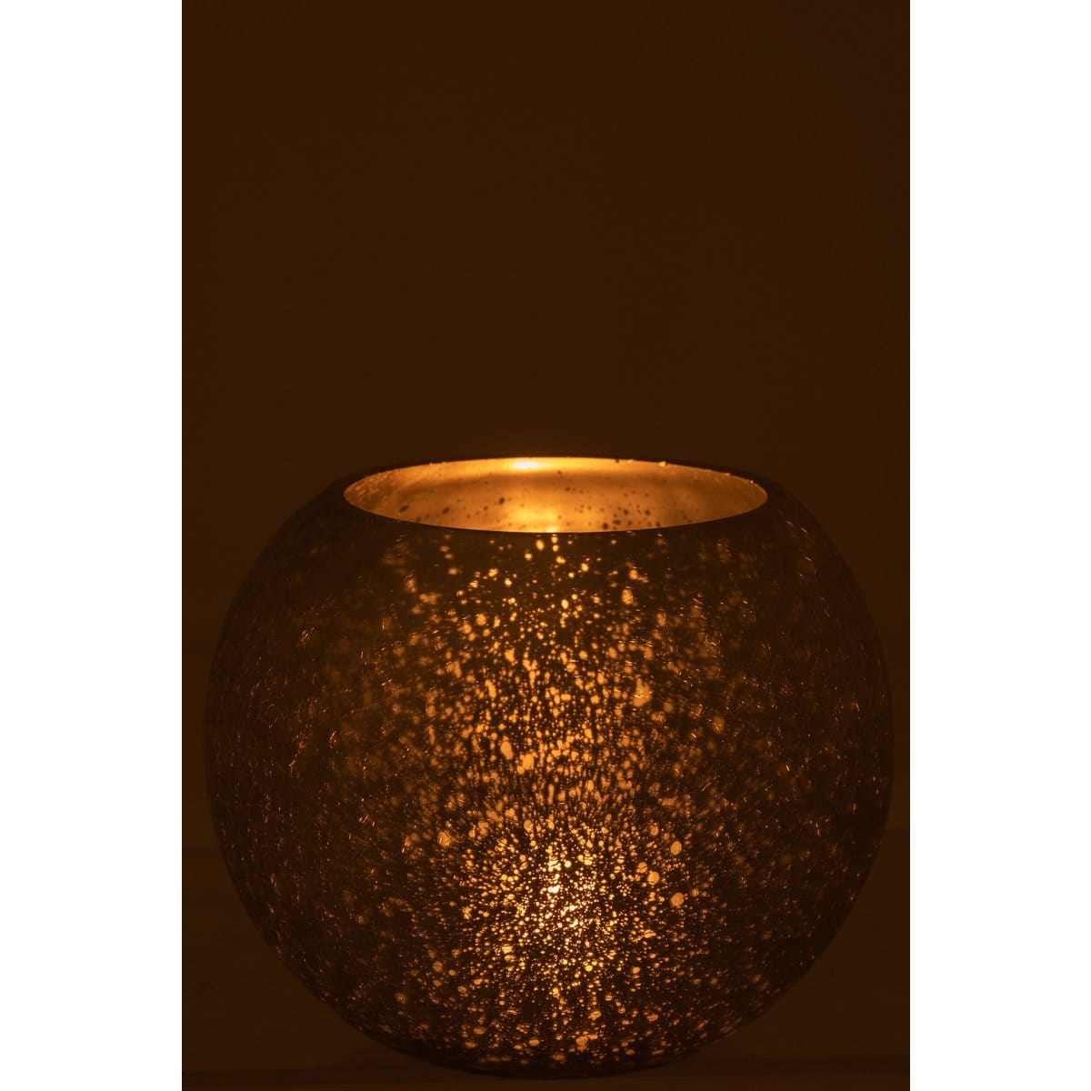 J-Line J-Line kaarshouder - windlicht Bol Craquele - glas - zilver - large