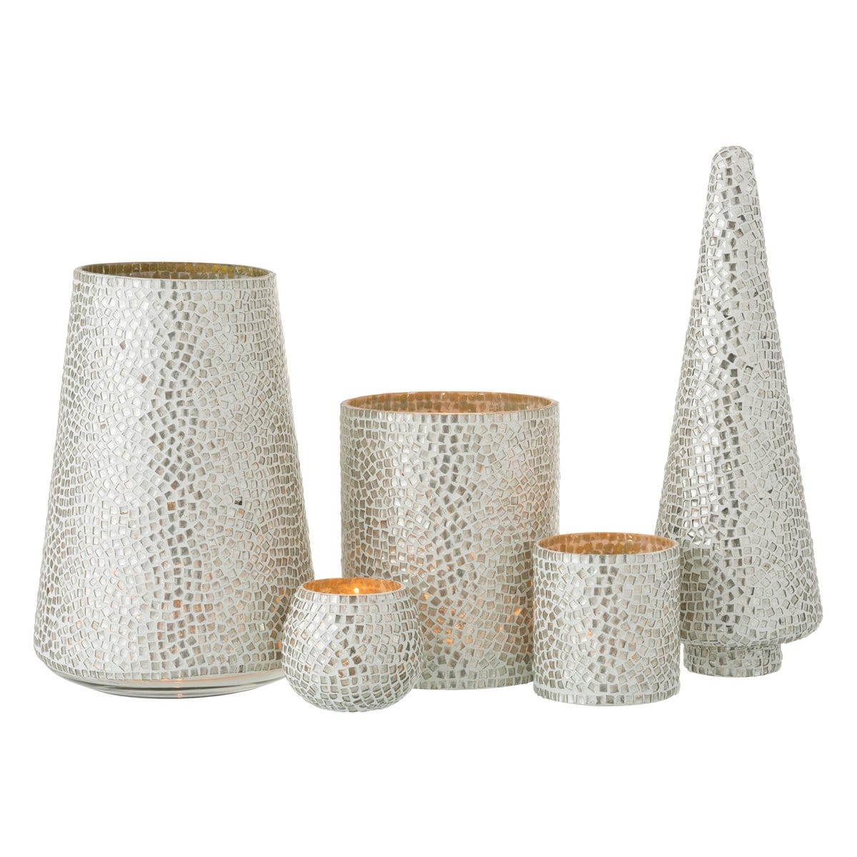 J-Line J-Line Kesrtboom Mozaiek - glas - wit/zilver