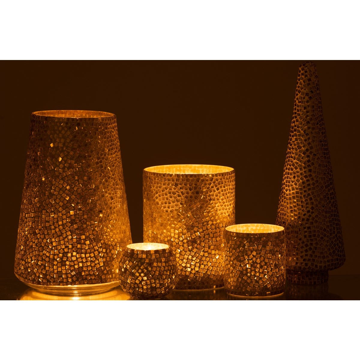 J-Line J-Line Kesrtboom Mozaiek - glas - wit/zilver