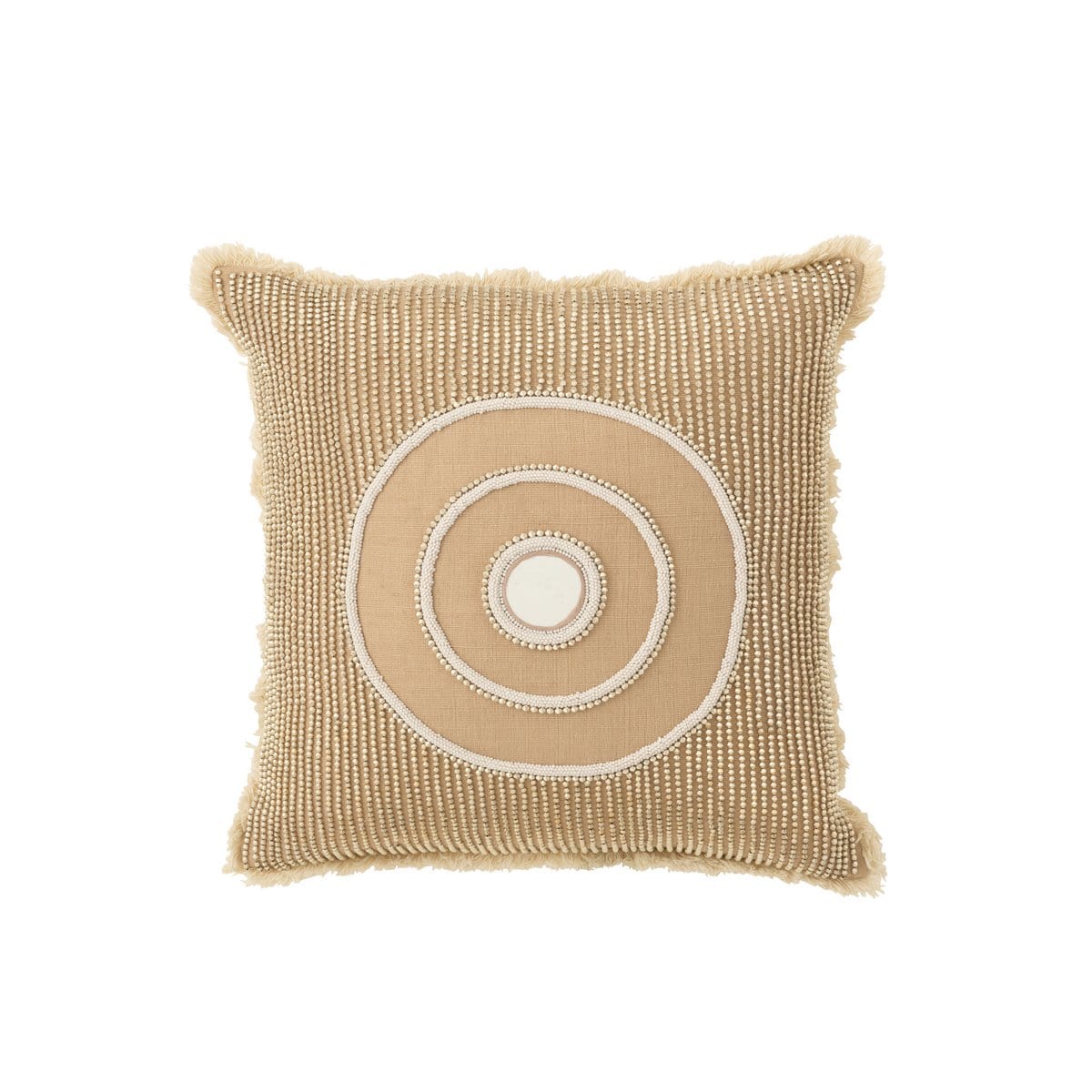 J-Line J-Line kussen Cirkel Ibiza - katoen - wit/beige