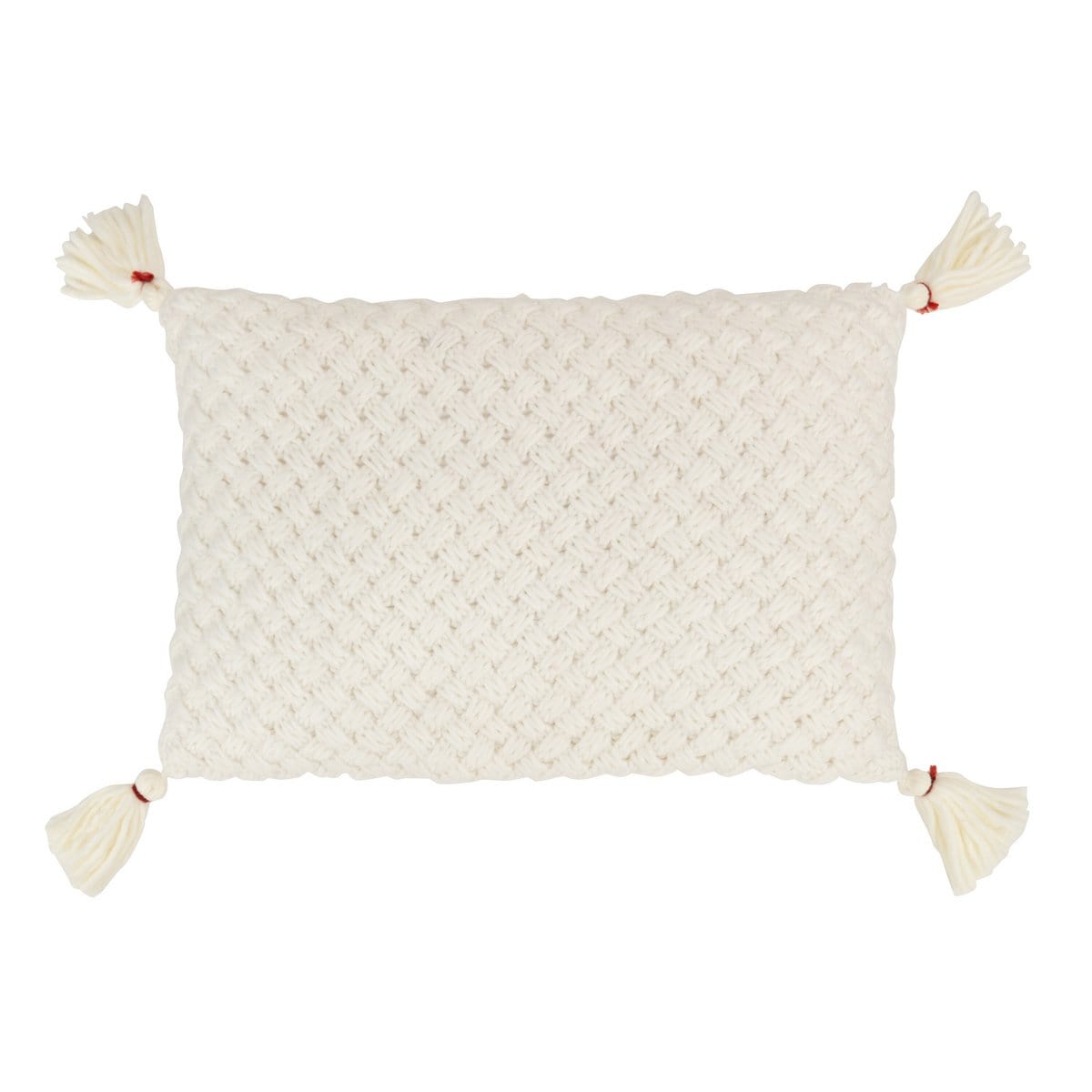 J-Line J-Line kussen Gehaakt Kwast - polyester/acryl - wit