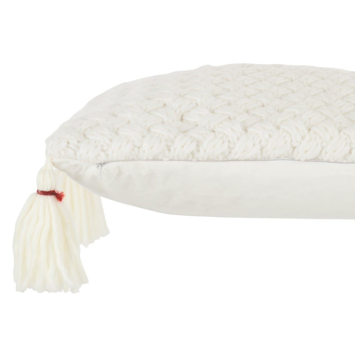J-Line J-Line kussen Gehaakt Kwast - polyester/acryl - wit