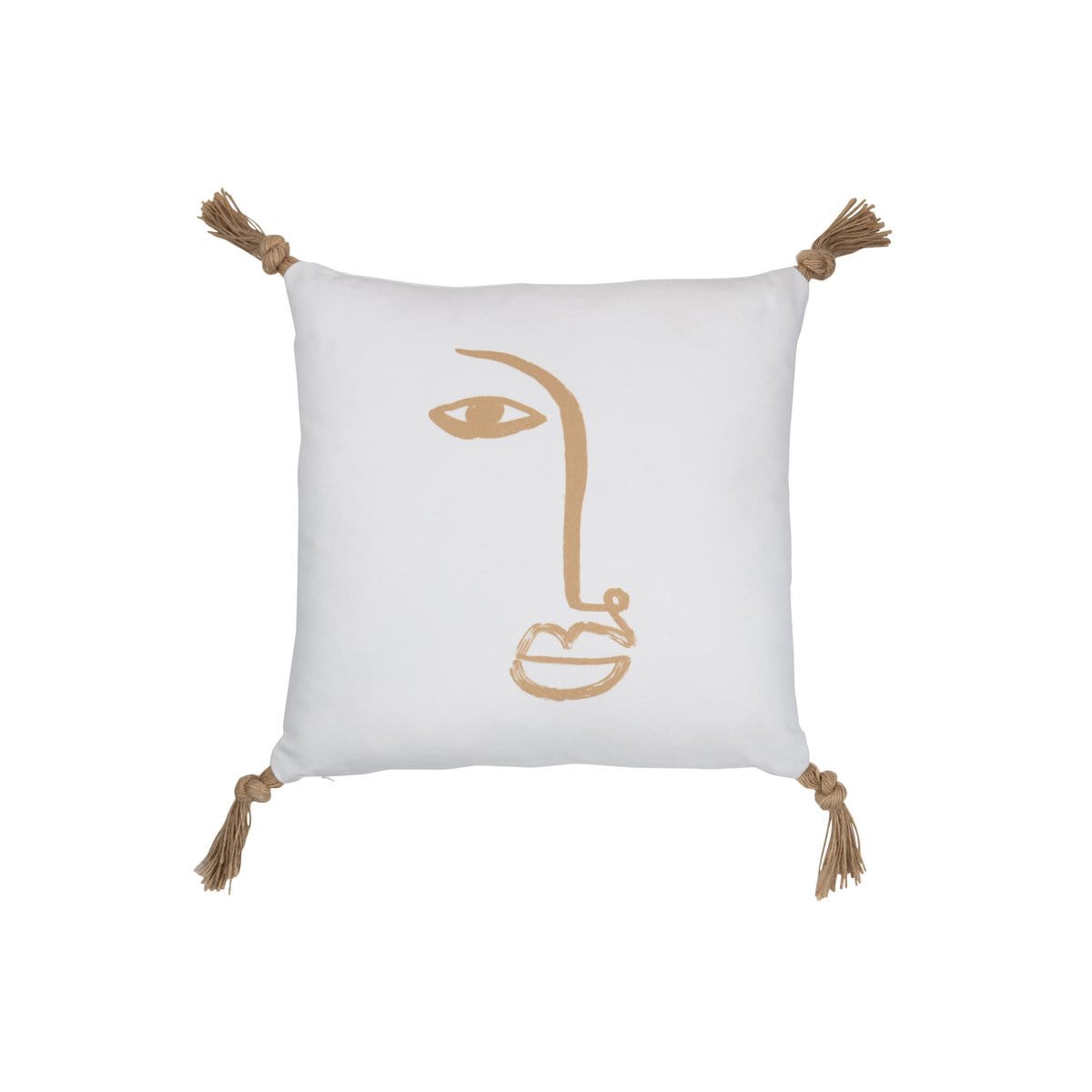 J-Line J-Line kussen Gezicht Vierkant - polyester - wit