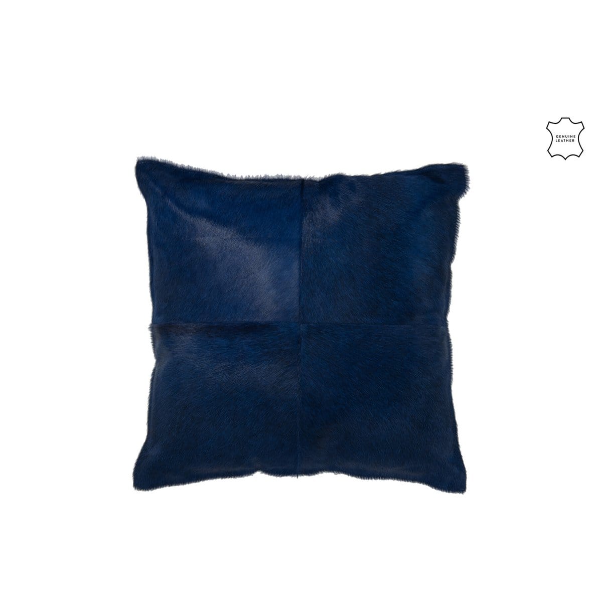 J-Line J-Line kussen Koehaar - leder - elektrisch blauw