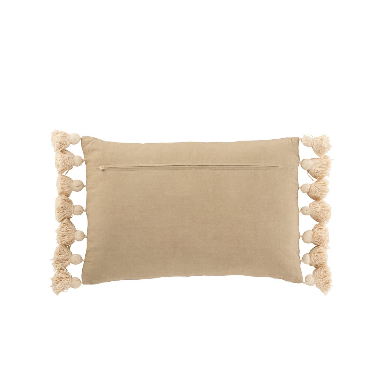 J-Line J-Line kussen Rechthoek Pompom - katoen - polyester - taupe