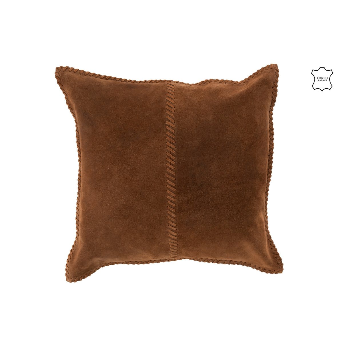 J-Line J-Line kussen Stiksel Vierkant - leer - cognac