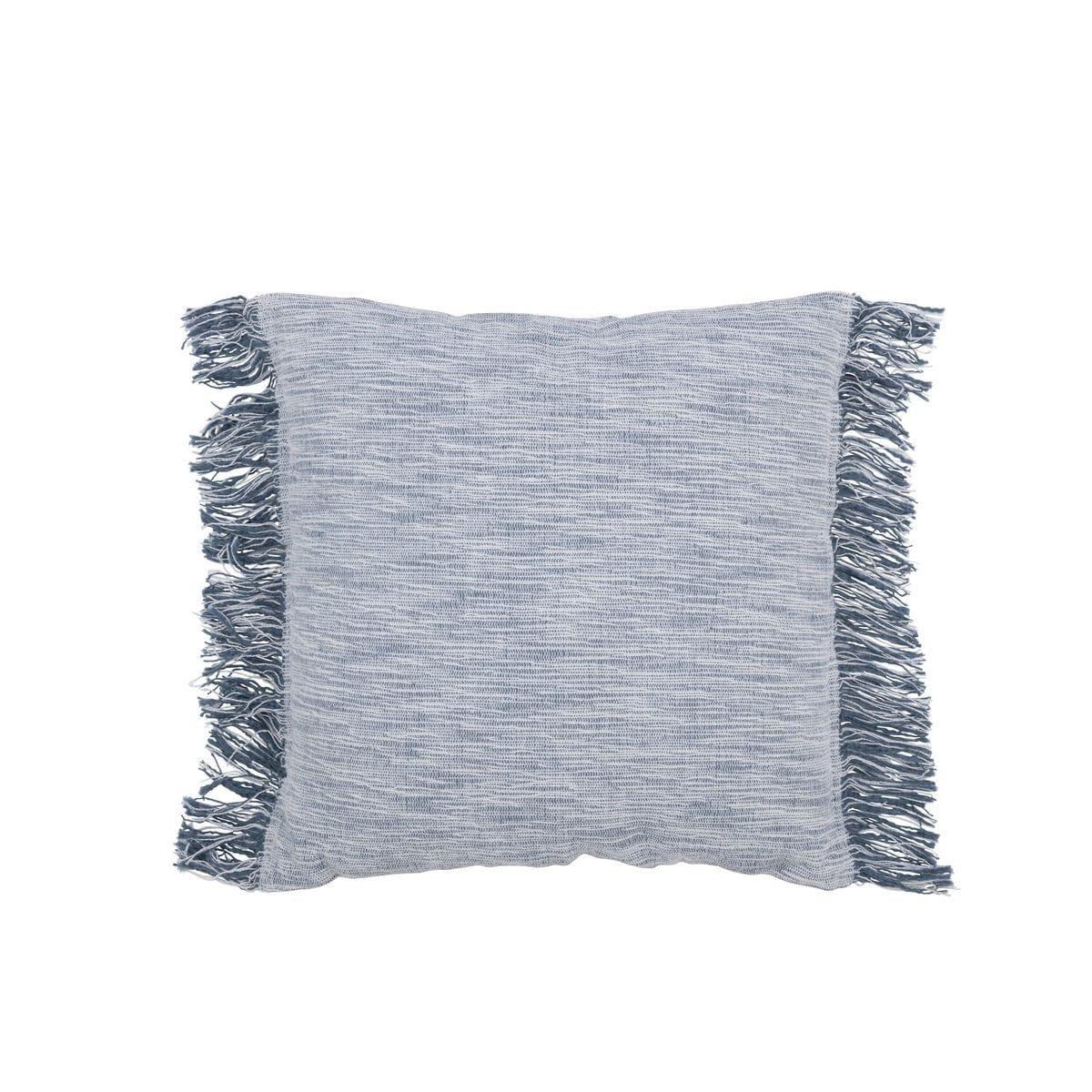 J-Line J-Line kussen Tweekleurig Weefsel + Franjes - katoen - wit/blauw